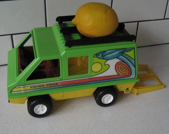 Van Adventure Fisher Price d'epoca da 9,25", finestrino Safari, portapacchi, rampa, Land Cruiser, California, Surf, Eagle, Wave, Sun, Nostalgia, giovane nel cuore