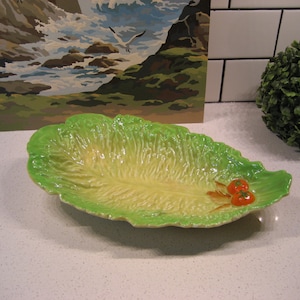 30 cm vintage Carlton Ware salladsskål med präglade tomater handmålad manusstämpel retro grönsaksträdgårdsfest Peter Kanin