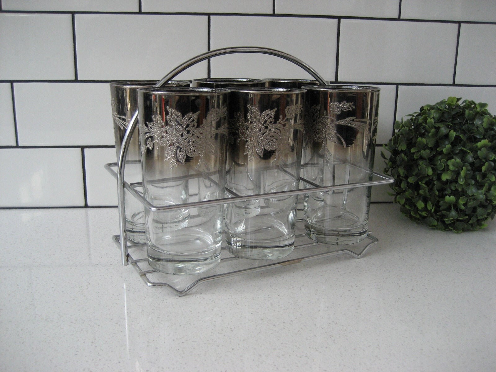 7点セット ヴィンテージ シルバー フェード ハイボールグラス