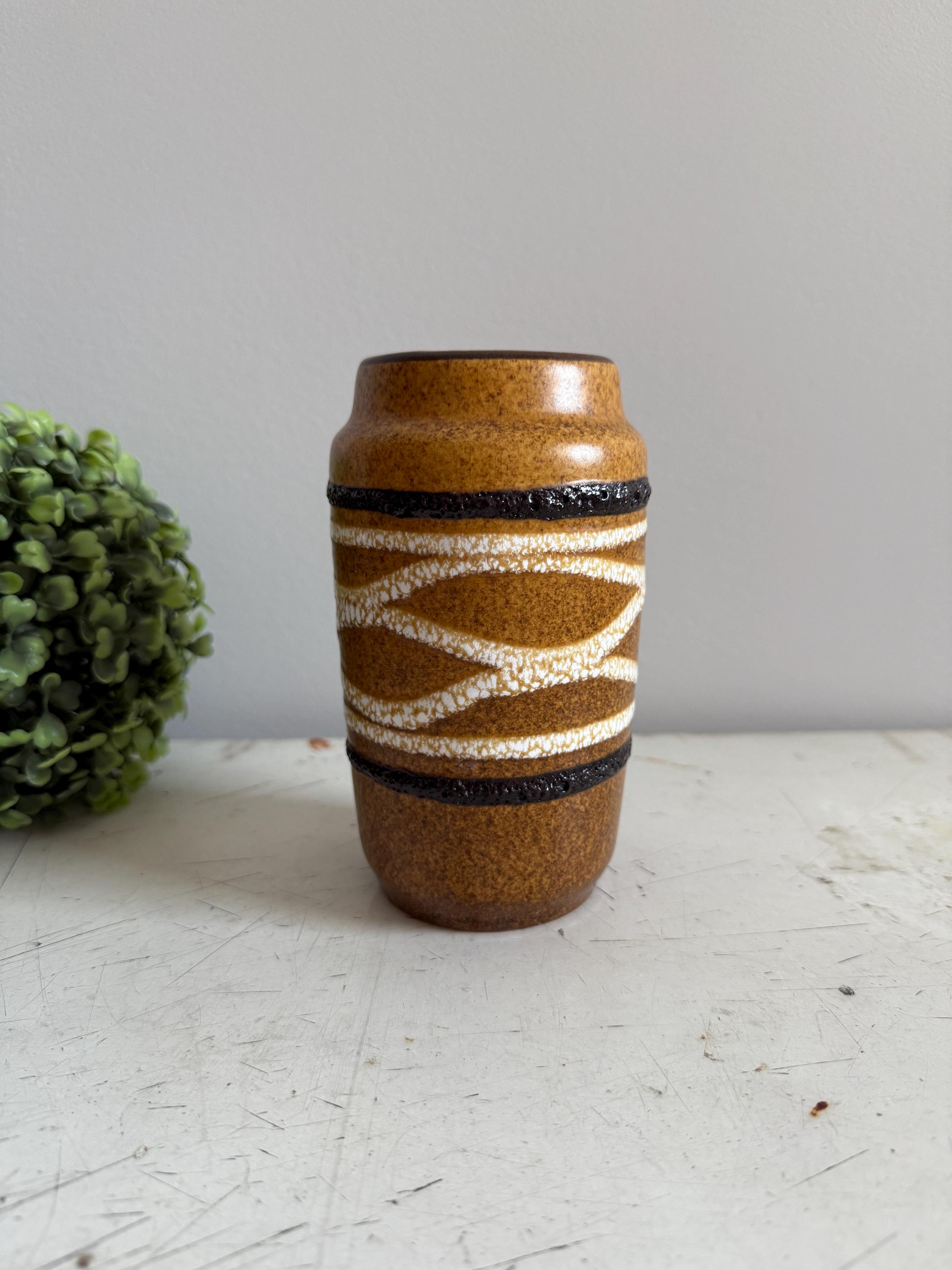 6インチ ヴィンテージ 西ドイツ 陶器 花瓶 Scheurich 231 15 泡立つ