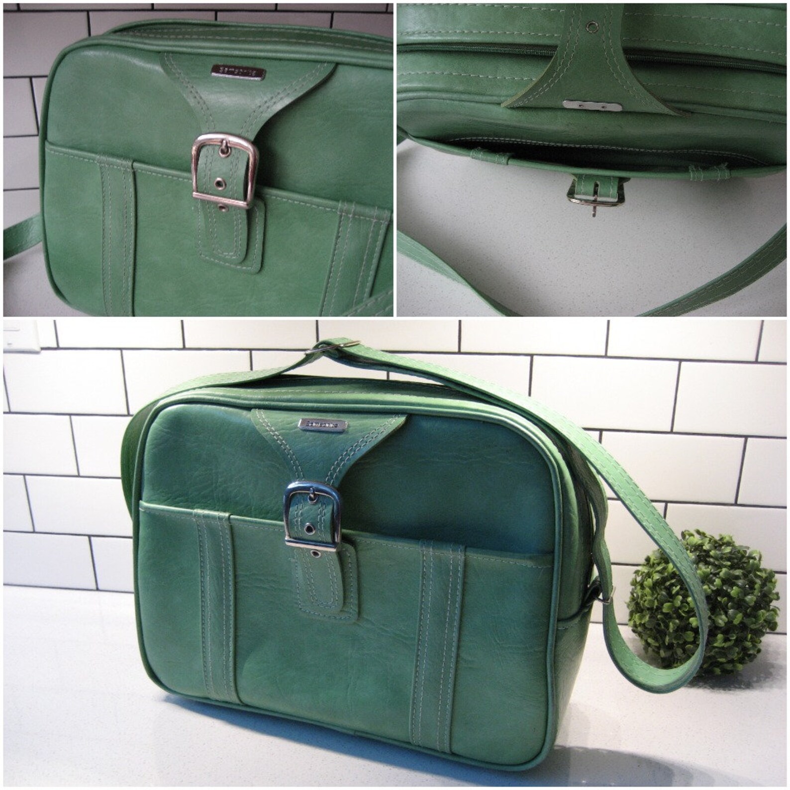 Vintage Samsonite Soft Side Travel Bag Metal Feet Crossbody Etsy