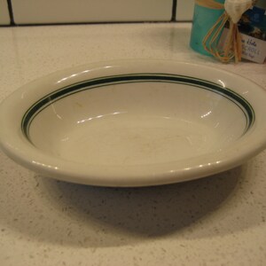5.25&quot; Vintage Wood & Sons Green Pinstripe Oval Soap Pin Trinket Ring Dish rustic farmhouse cozy cottage Vitrified China Cassidy&#39;s England
