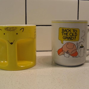 CHOICE Vintage Mug Yellow 3D Hedgehog Mrs Tiggy-Winkle Ziggy 1982 Back to the old grind retro coffee station glazed china cubicle decor gift