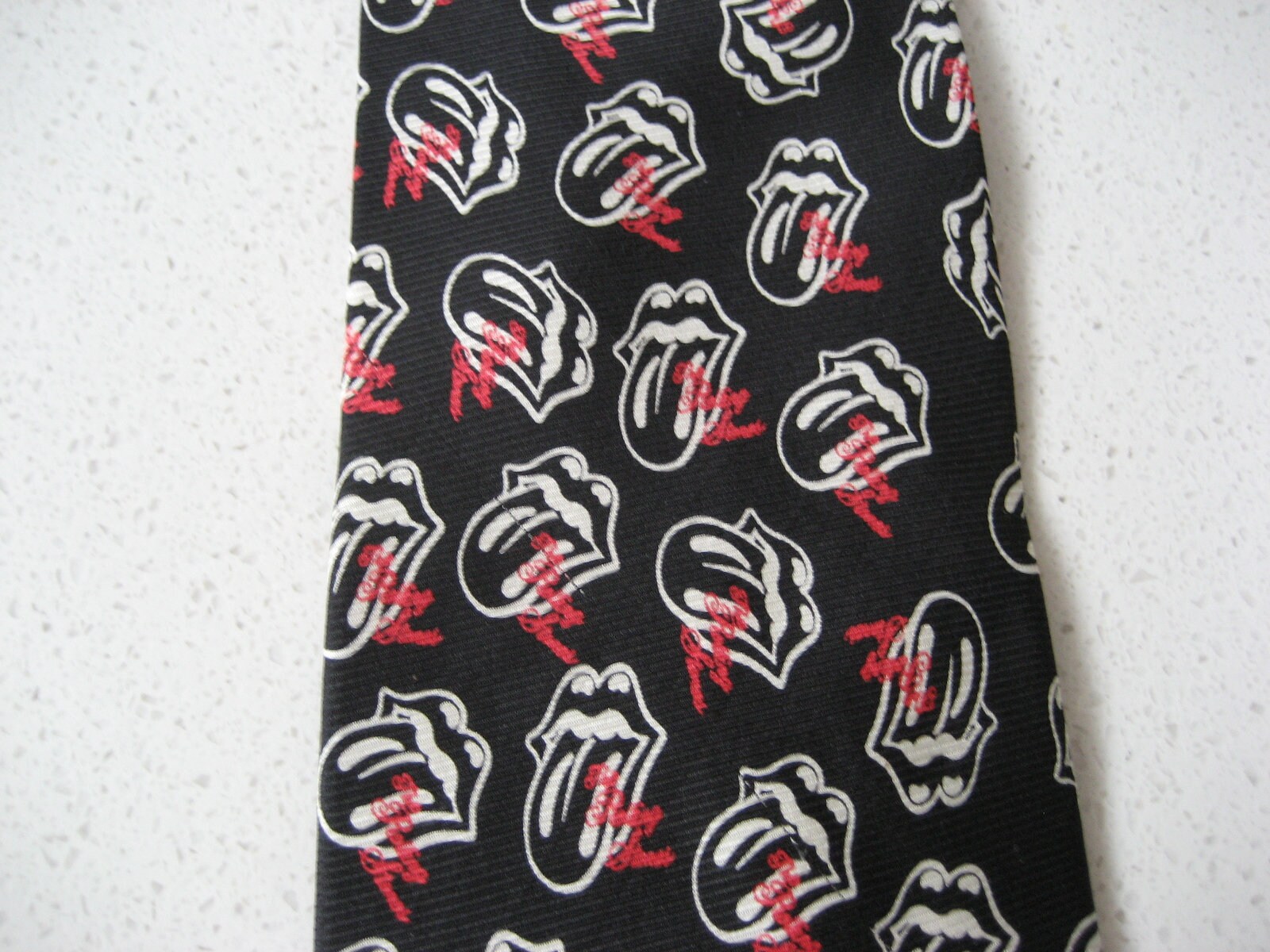 ★希少 THE ROLLING STONES ネクタイ Vintage the Rolling Stones 100% Silk Necktie Black Ground Mick