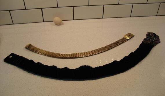 CHOICE Vintage Fancy Belt Black Velvet Sequin Bea… - image 3