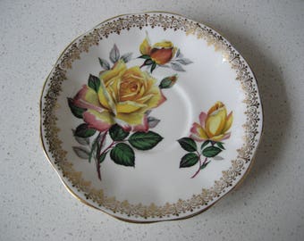 CHOICE Vintage English Replacement Saucer Royal Standard Yellow Cabbage Roses Pink Paragon Royal Stuart Polka Dots Gold Ring Dish Wall decor