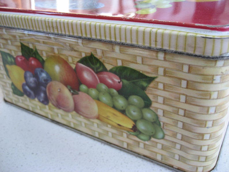 Retro Fruit Basket Tin Carmen Miranda-esque Excellent storage Versatile storage Vintage graphics A Pretty Sweet Fruit Pineapple