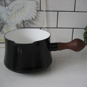 Vintage Enameled Steel Dansk Designs Kobenstyle France LHQ Saucepan Jens Quistgaard Retro Scandi mod Solid Teak wood handle baker chef gift