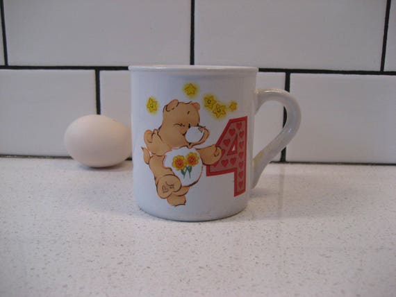 Vintage Care Bears Mug No. 4 Friend Bear Flowers on belly Lasting Memories 1985 Stoneware Hearts Stars Retro coffee lover gift childhood