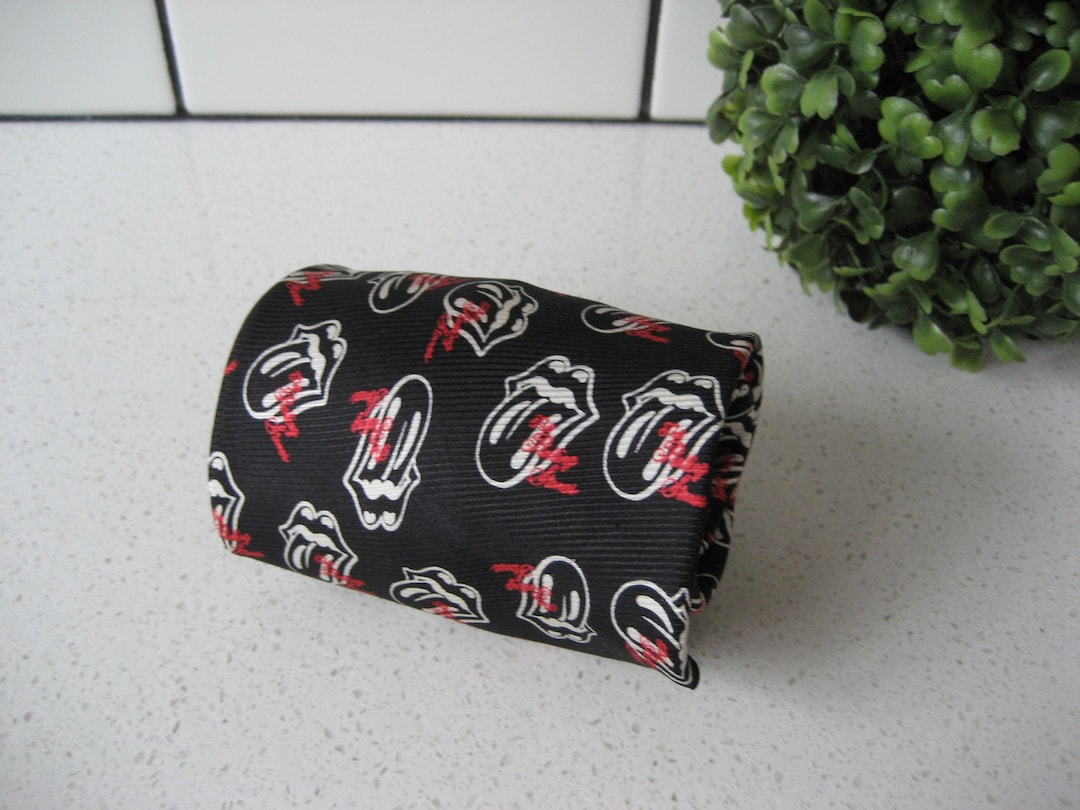 ★希少 THE ROLLING STONES ネクタイ Vintage the Rolling Stones 100% Silk Necktie Black Ground Mick