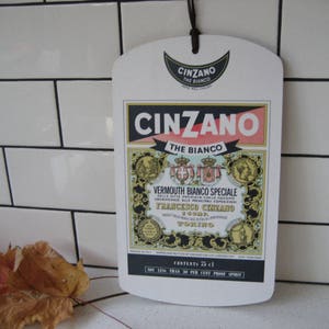 11" Vintage Melamine Cinzano Bar Board Vermouth Original Retro bar 1970s essential Nie jest to współczesna reprodukcja Wieszak skórzany Prezent do domowego baru