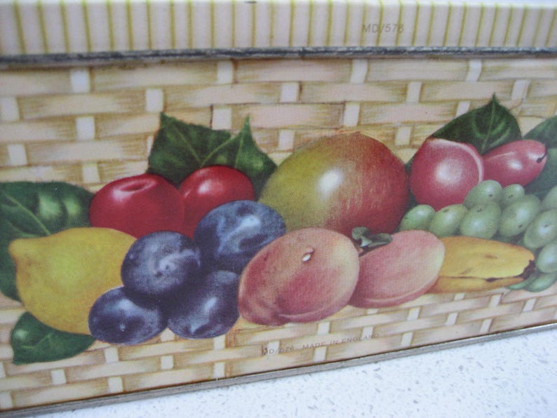 Retro Fruit Basket Tin Carmen Miranda-esque Excellent storage Versatile storage Vintage graphics A Pretty Sweet Fruit Pineapple
