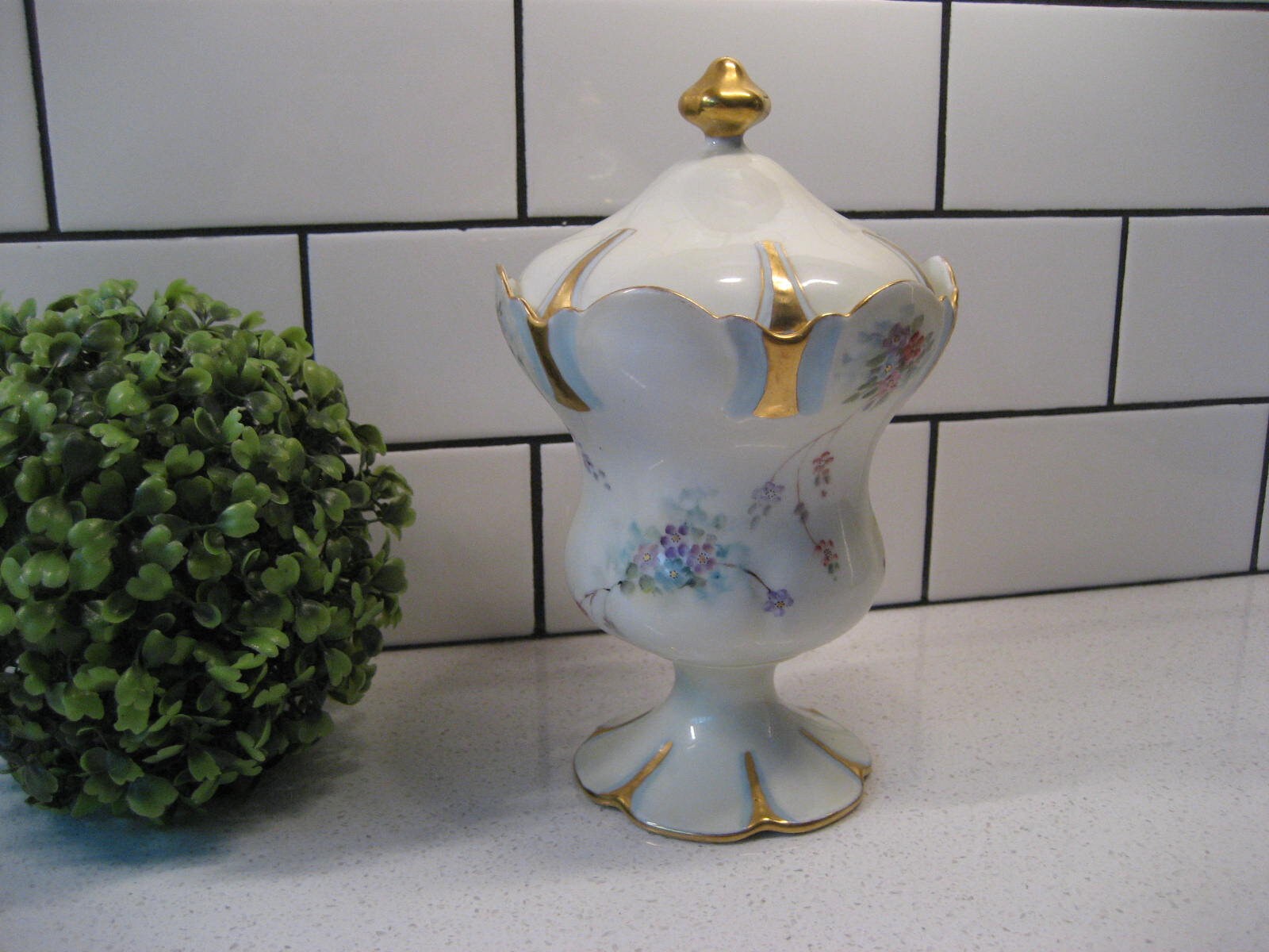 Antique Footed Porcelain Candy Dish w/ Lid c. 1919 Delicate Etsy