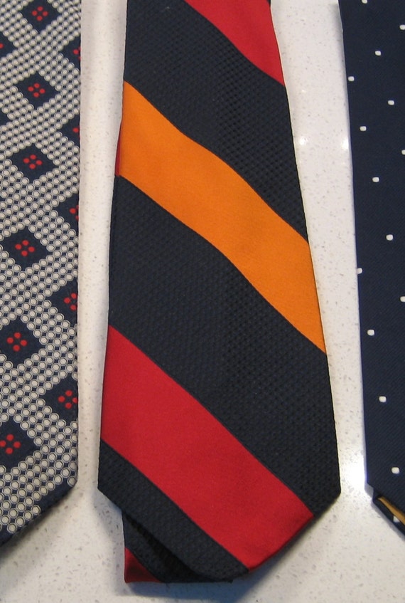 Vintage Lanvin Neck Tie Orange Tie Red Tie Blue Tie French Designer Classic stripes Timeless style Cravate Parisian style haute couture gift