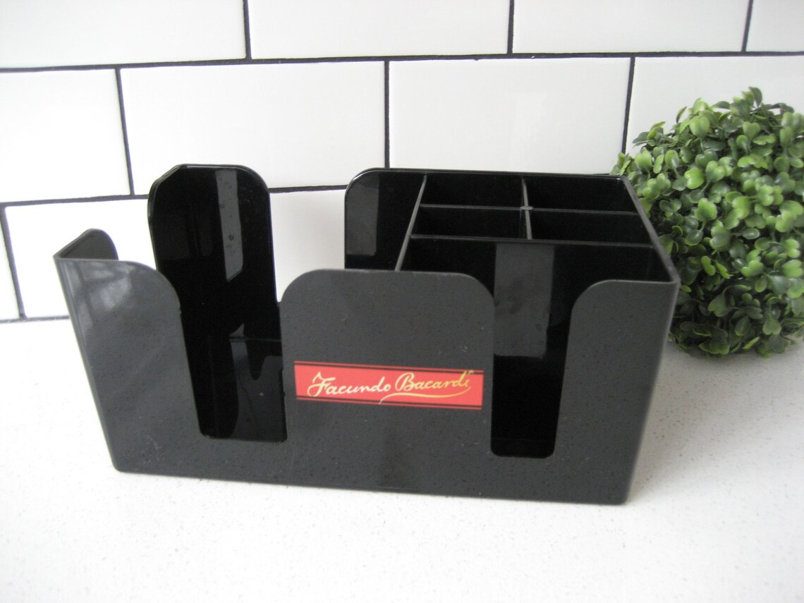 Vintage Bacardi Rum Table Bar Caddy Organizer Dispenser Napkin Etsy