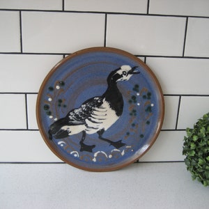 10&quot; Vintage Handmade Signed Studio Pottery Art Plate nature woodland bog naturalist bird lover gift gallery wall texture red clay gorgeous