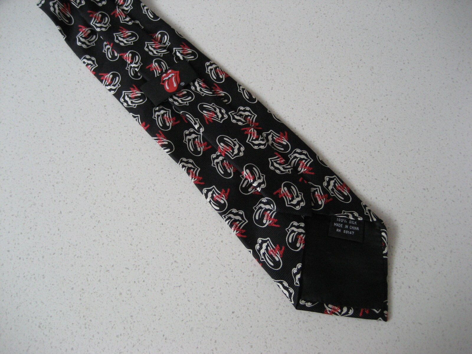 ヴィンテージ ザ ローリング ストーンズ 100% シルク ネクタイ 黒地