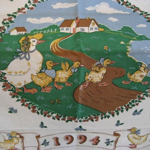 CHOICE Vintage Tea Towel 1993 Squirrels Deer Nature 1994 Ducks Farm Textile calendar Printed Cotton retro hygge cottage kitchen cafe curtain