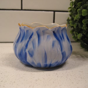 Antique P.A.L.T. Czecho-Slovakia Open Sugar Bowl Hand-painted Embossed design 3D Tulip shape Atlas backstamp Porzellanfabrik Adolf Laufer