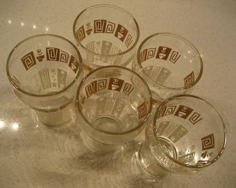 5個セット 4インチ レトロ ドリンクグラス アトミックデザイン