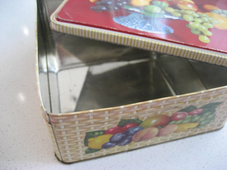 Retro Fruit Basket Tin Carmen Miranda-esque Excellent storage Versatile storage Vintage graphics A Pretty Sweet Fruit Pineapple