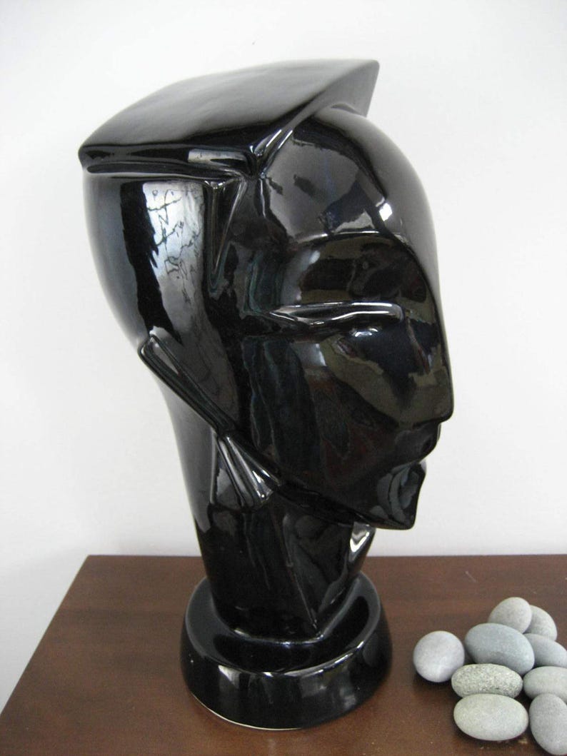 Vintage Glazed Ceramic Head Mod Art Deco Lindsey Balkweill Etsy