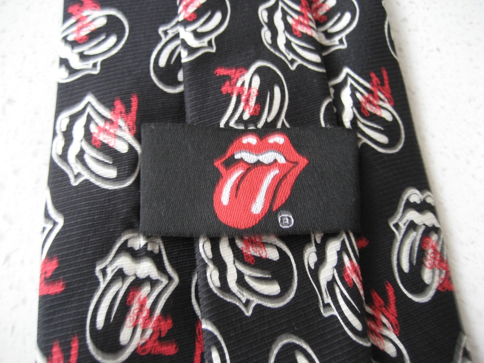 ヴィンテージ ザ ローリング ストーンズ 100% シルク ネクタイ 黒地