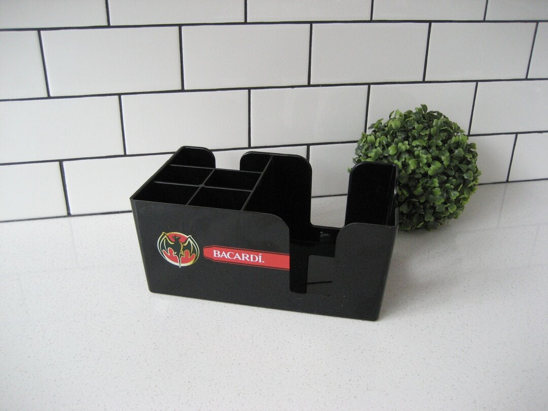 Vintage Bacardi Rum Table Bar Caddy Organizer Dispenser Napkin Utensils
