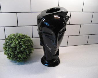 11” Vintage Head Vase Planter Modern Art Deco Lindsey Balkweill style Head sculpture Glazed Memphis Milano Store display mannequin head gift