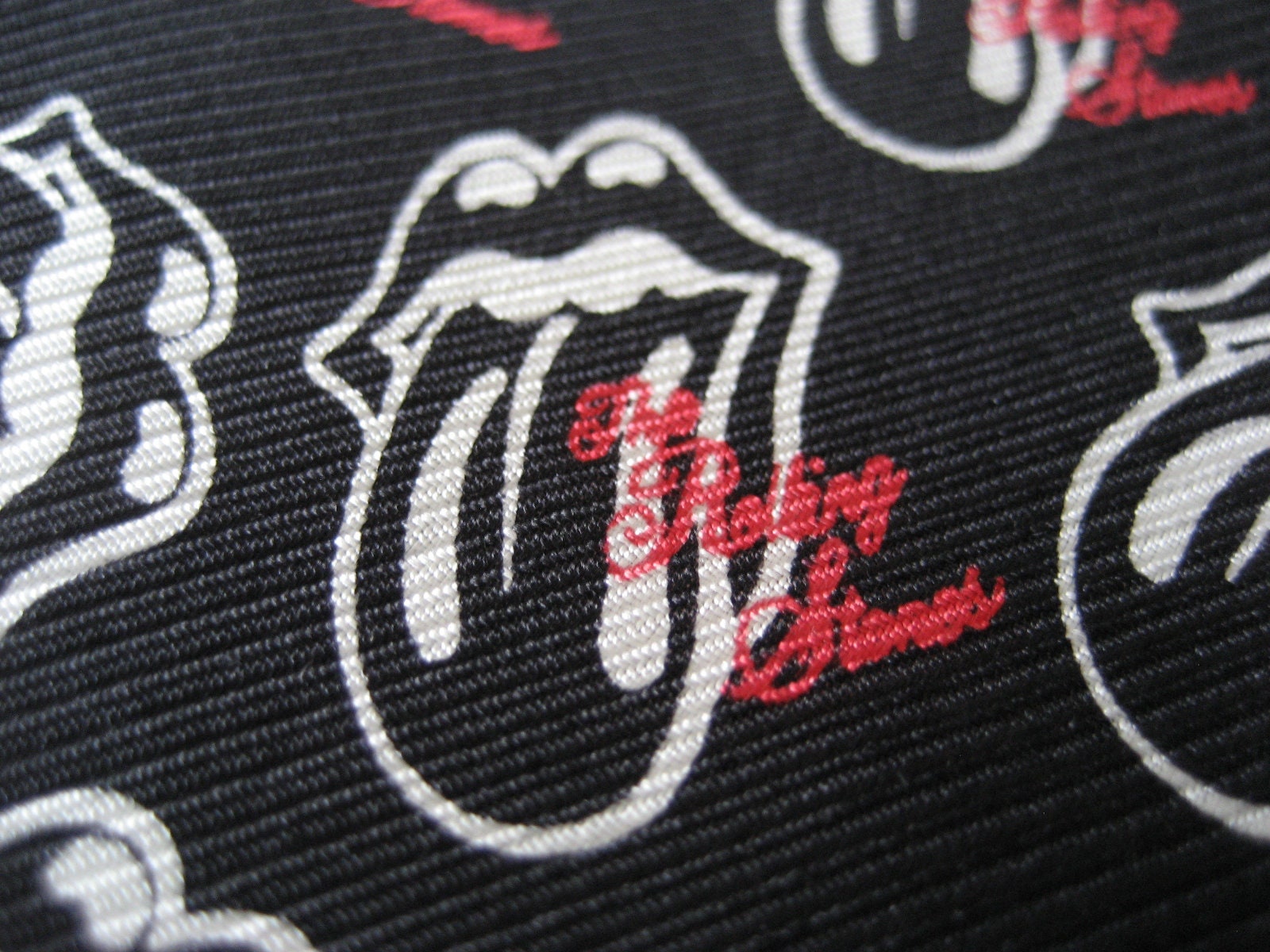 ヴィンテージ ザ ローリング ストーンズ 100% シルク ネクタイ 黒地