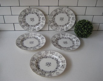 5pc Set Antique Luncheon Plate Florals Sophisticated casual Relaxed refinement French Undone chic Chateaux kitchen Bon Appetit classic gift