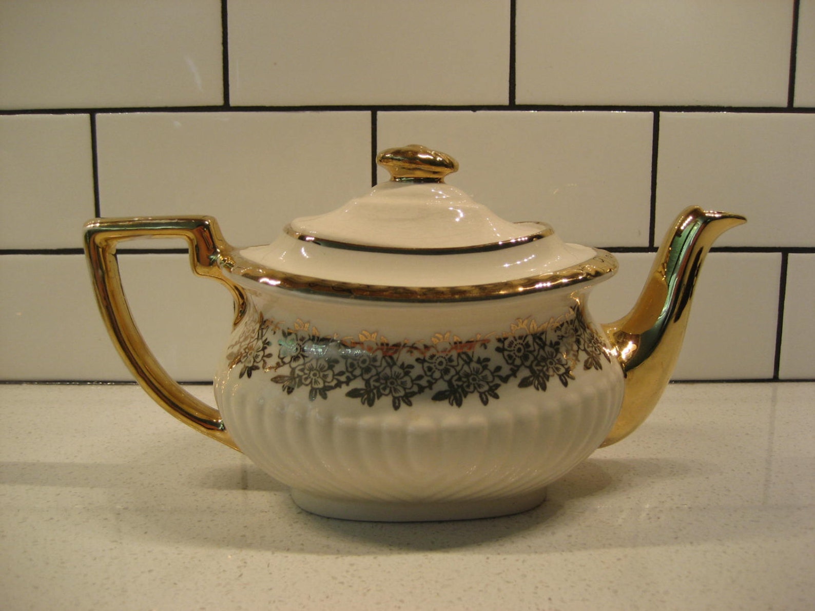 Vintage Gibsons Teapot Gold on Ivory Made in England Etsy