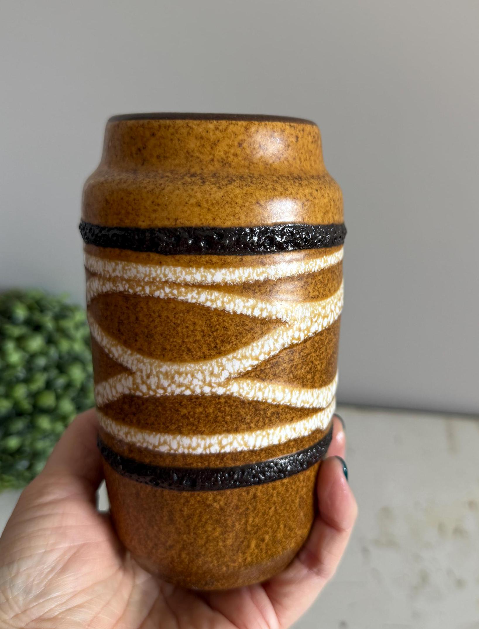 6” Vintage West Germany Pottery Vase Scheurich 231 15 Bubbly Fat
