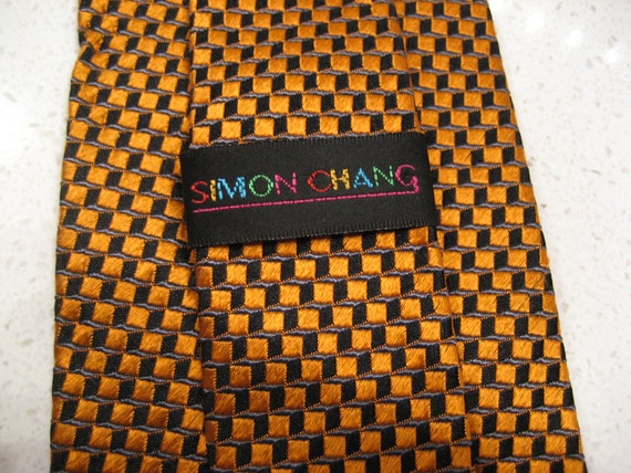 Vintage Simon Chang Necktie Italian Silk woven de… - image 3