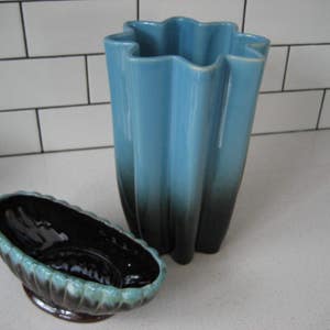 CHOICE Vintage pottery vase planter Midcentury Beauceware Canada 258 Giftcraft Toronto made in Japan zig-zag indoor succulent garden gift