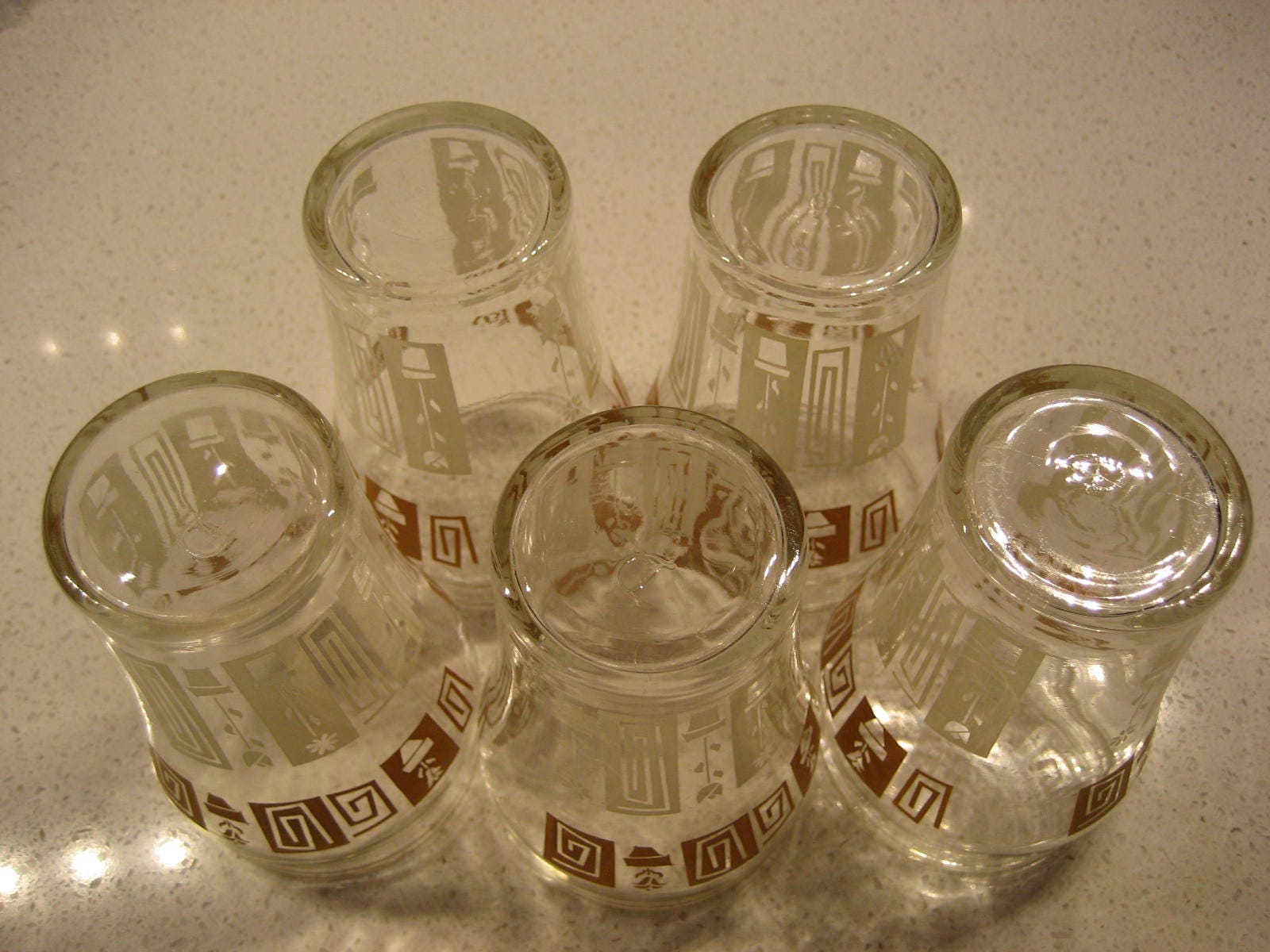 5個セット 4インチ レトロ ドリンクグラス アトミックデザイン