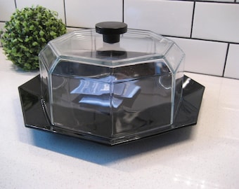 12" Vintage Arcoroc Cake Pie Cloche Cheese Bell Octagon shape Geometric Designer Dish Octime France Timeless retro mod bake shop display