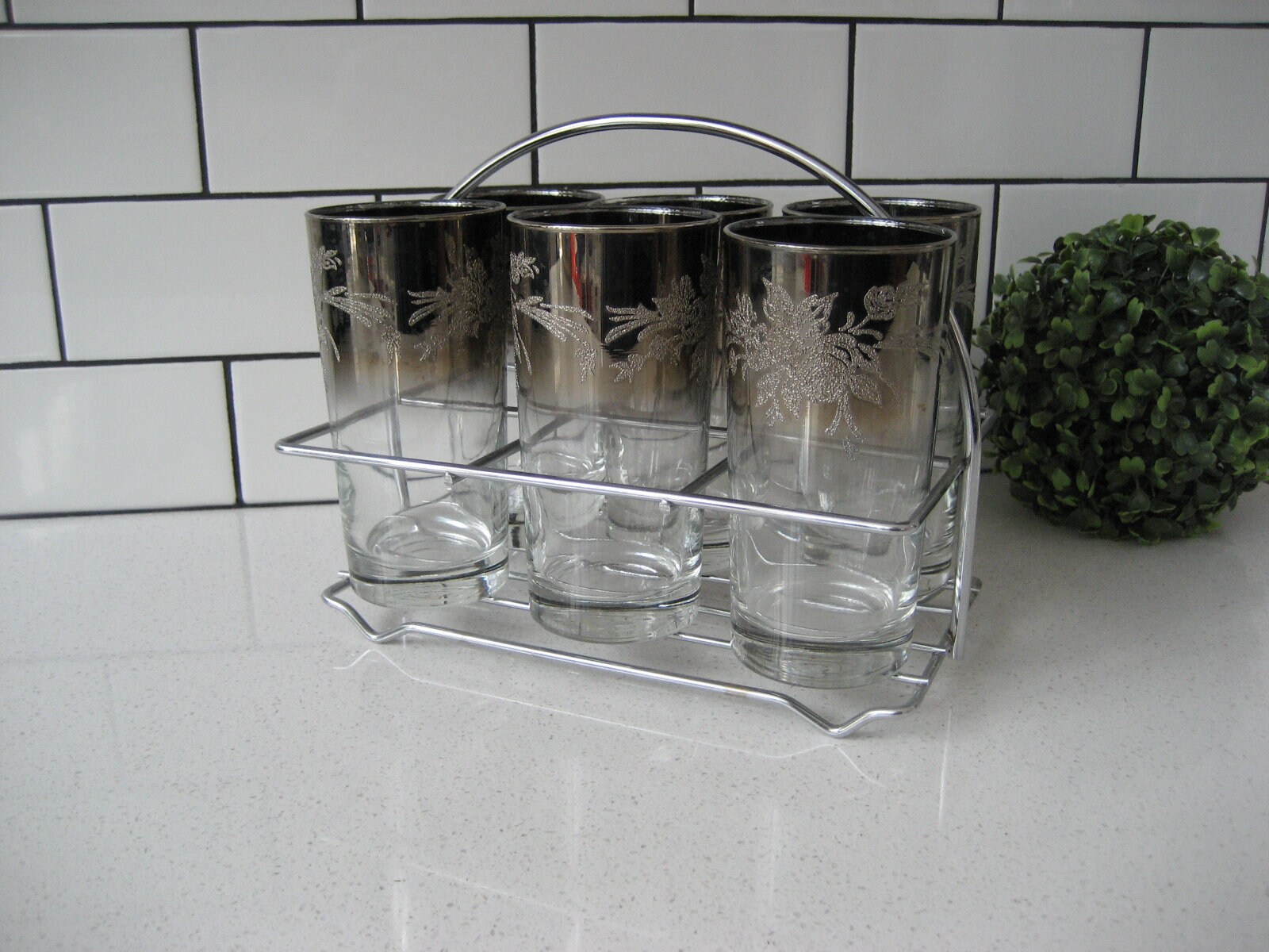 7点セット ヴィンテージ シルバー フェード ハイボールグラス