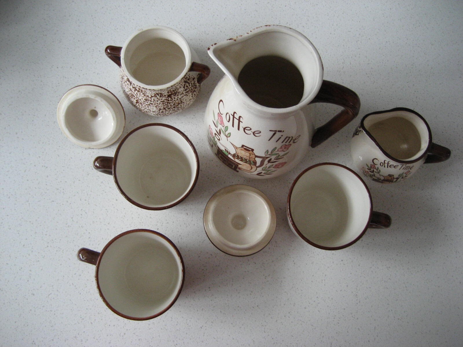 8pc Set Vintage Coffee Time Handpainted Pot Set Sugar Bowl 8pc Set Vintage Coffee Time Handpainted Pot Set Sugar Bowl