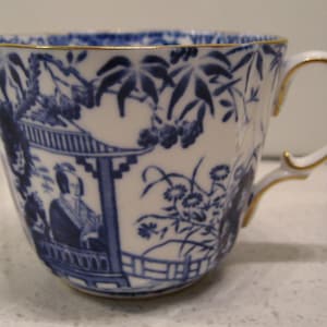 Antique Royal Crown Derby teacup England Classic Blue and white Gold gilding Blue Mikado pattern orphan cup garden tea party retro gift