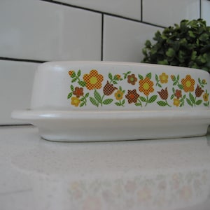 7,25 &quot;Vintage McCoy bedeckt Butterdose Daisy Kette pixelige Grafik Tulpen Schwere Keramik Retro mod Klassisches Küchenchef Familientreffen