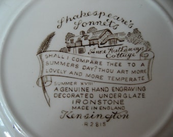 シェイクスピア　記念プレート Stratwood Collection Shakespeare Country Blue & White Dinner Plate