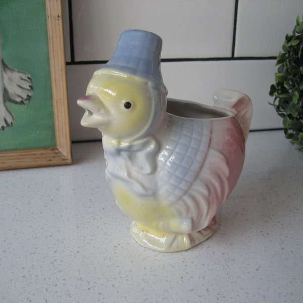 vintage poulet crémier petit pichet en relief pastels bonnet châle ruban noeud doux kawaii succulent jardinière maquillage porte-pinceau cadeau rétro