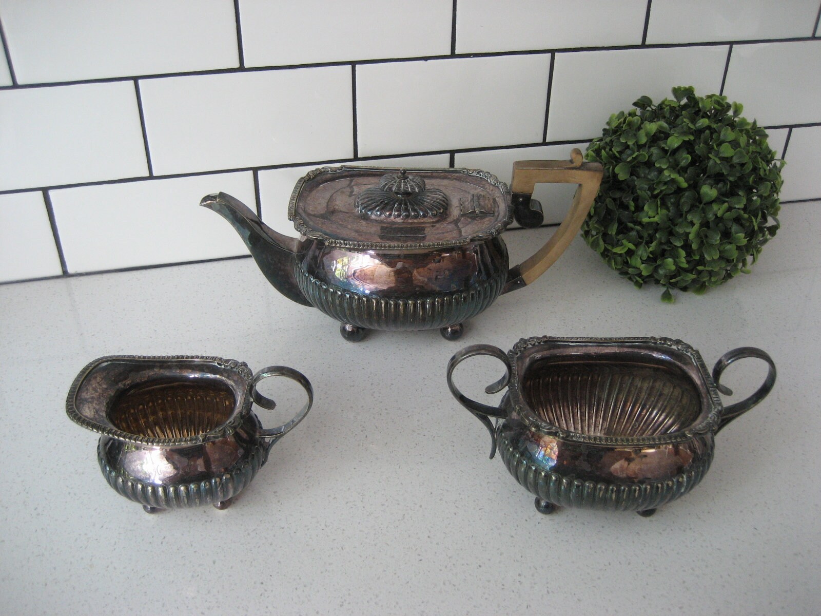 Antique William Hutton & Sons Silver Plated Teapot Cream