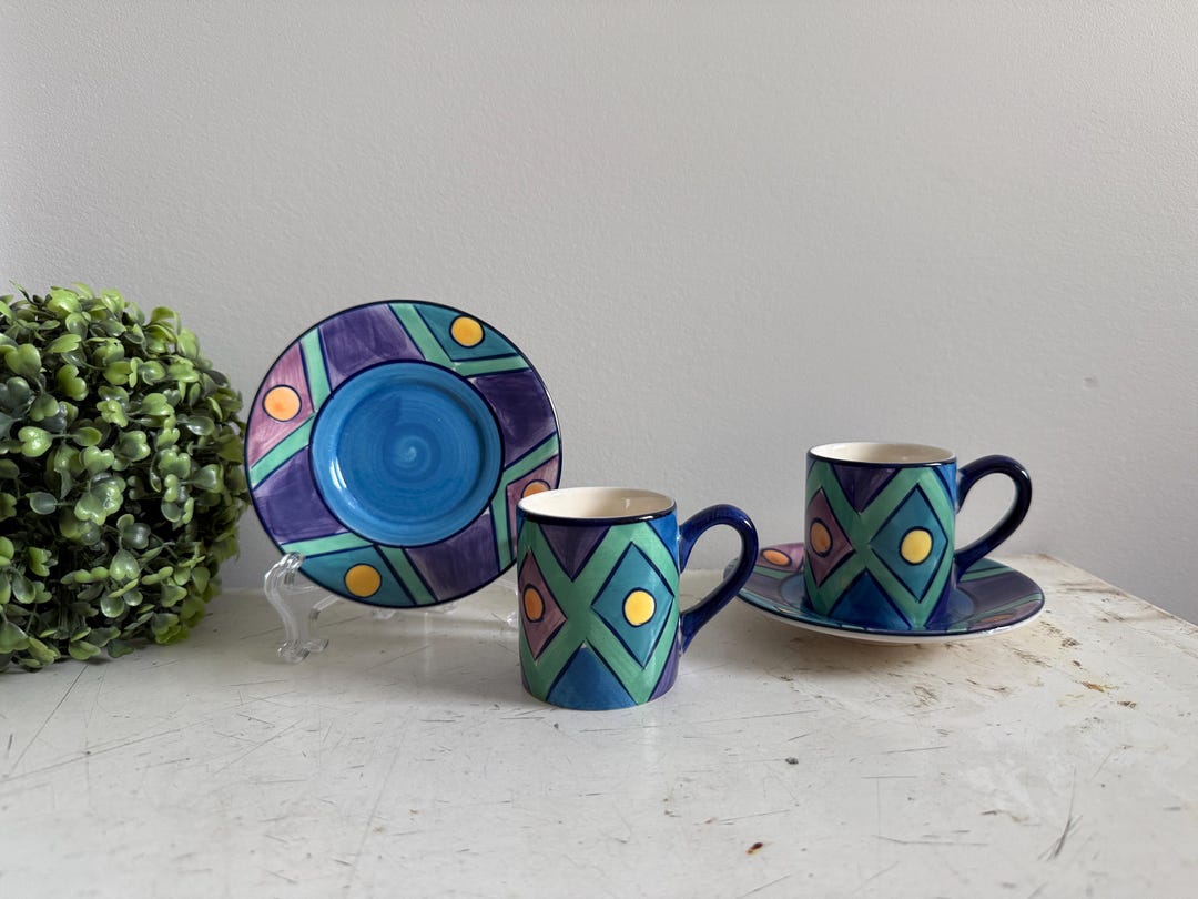 4pc Set Canhome Thailand Espresso Tea Moka Cup Saucer Hand-painted