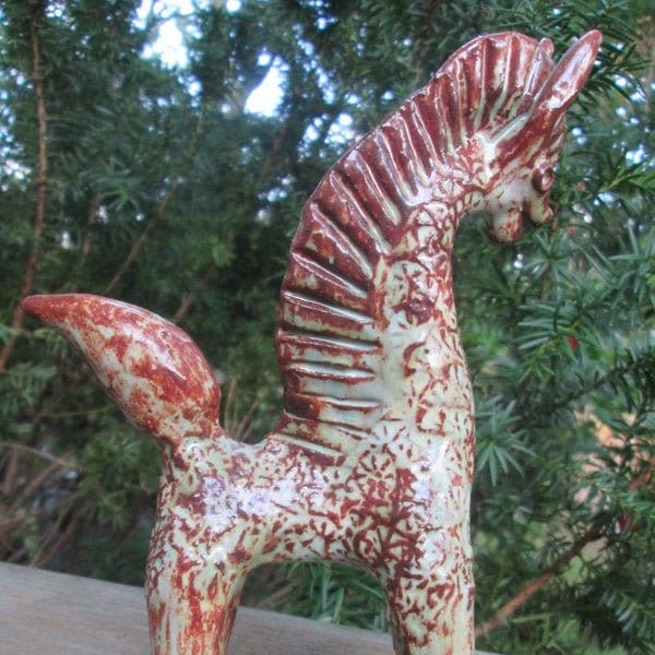 Scarce Mid Century MCM  Italian Studio Art Pottery Horse Bagni, Bitossi Style,Londi Era, Sculpture Marks unreadable ,Shipping Included