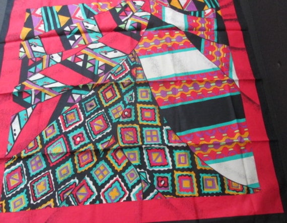 Vintage Jim Thompson Thai Silk Scarf Abstract Red,