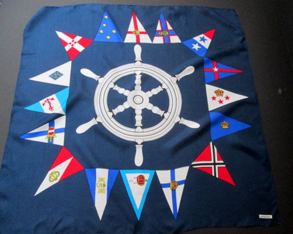 Banderas náuticas clásicas barcos motivo de rueda Vintage Etsy España