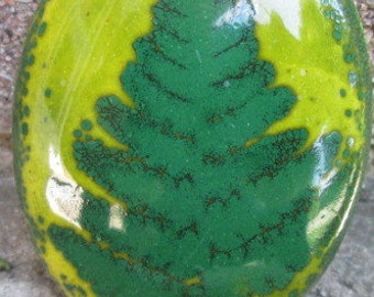 OOAK  Natural Fern Motif Green Art Enamel on Copper Large Statement Brooch or pin
