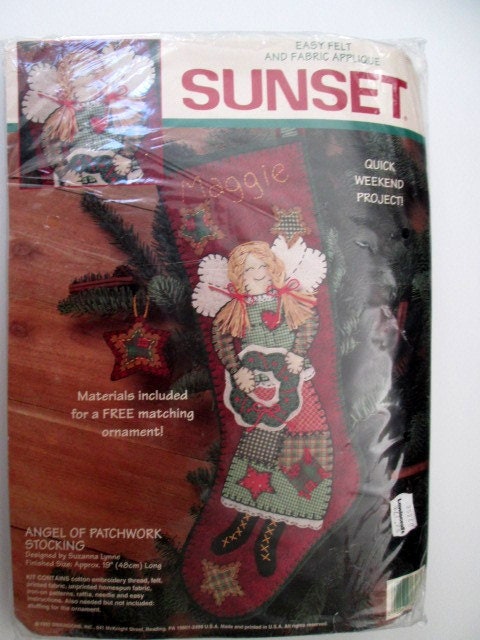 Sunset Dimensions Christmas Stocking Kit Patchwork 989 USA (Opened  Incomplete)